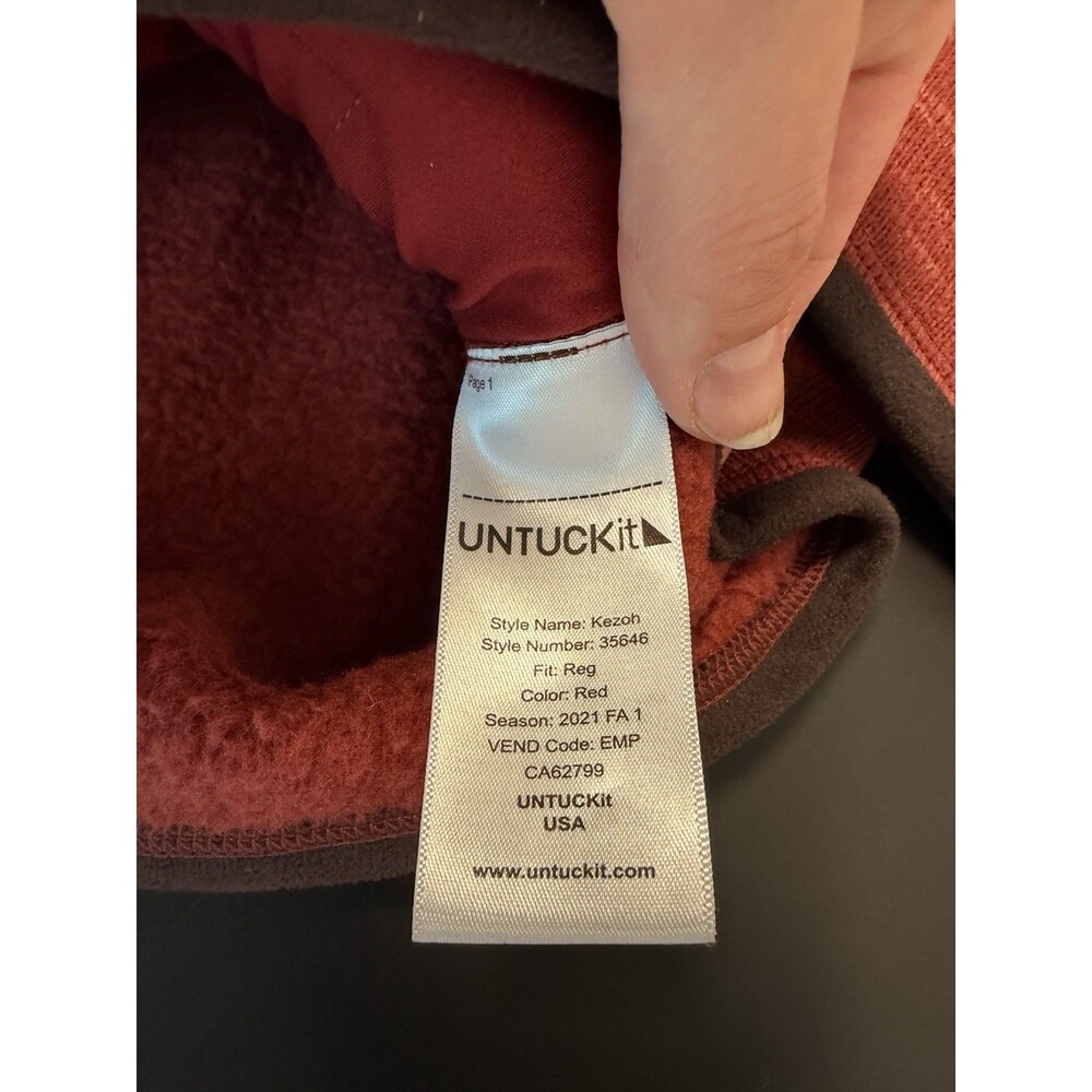 UNTUCKit Kezoh Fleece Jacket Mens Large Heathered Red Full Zip Mock Neck - Picture 6 of 10